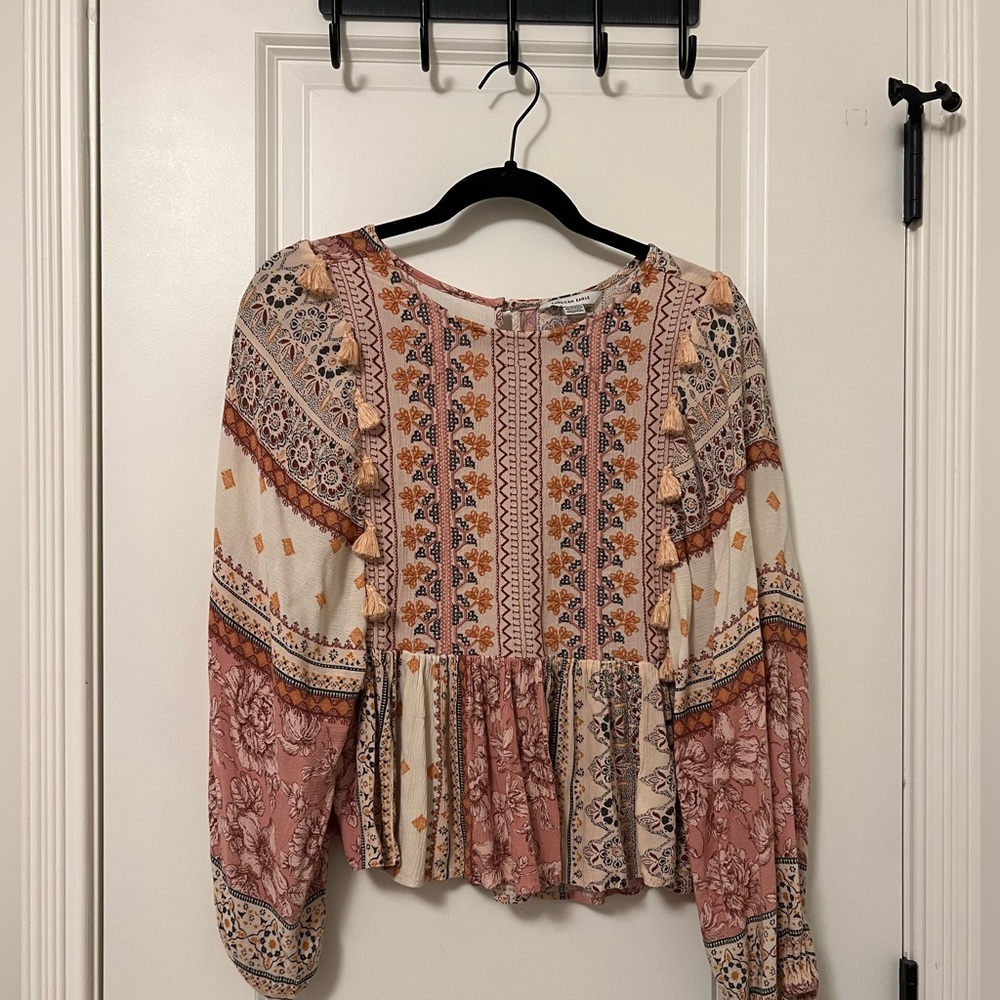 American Eagle Pink Boho Top